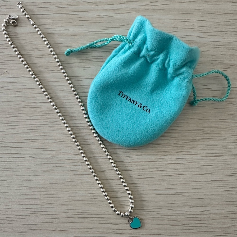 Tiffany & Co. Silver Necklace with Blue Pendant